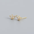 Aros Hoja Plata 925 con Cristales – Oro y Oro Blanco