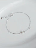 Pulsera Cadena Plata 925 con Dije de Rosa – Oro 14K y Platino
