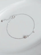 Pulsera Cadena Plata 925 con Dije de Rosa – Oro 14K y Platino