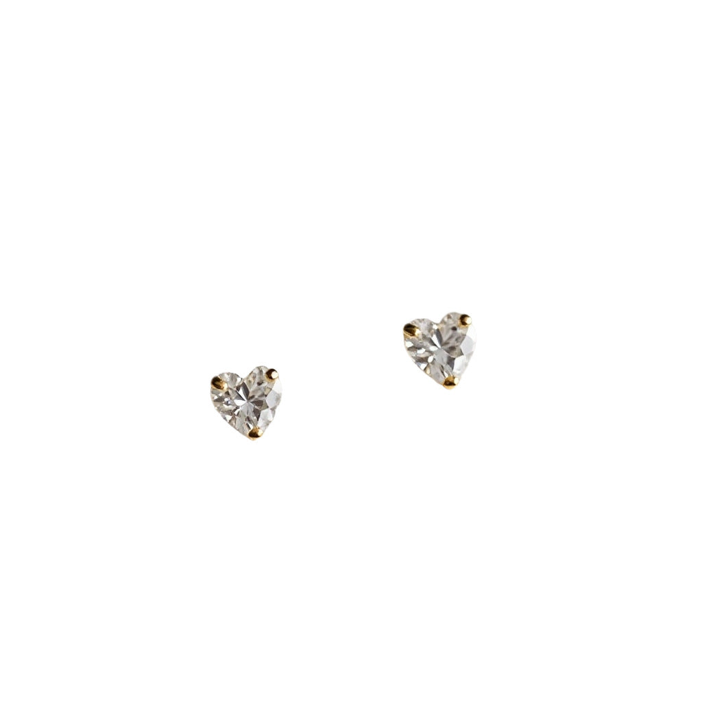 Aros Corazón Plata 925 con Circones – Oro 14K y Platino