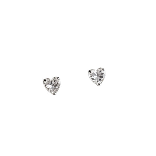 Aros Corazón Plata 925 con Circones – Oro 14K y Platino