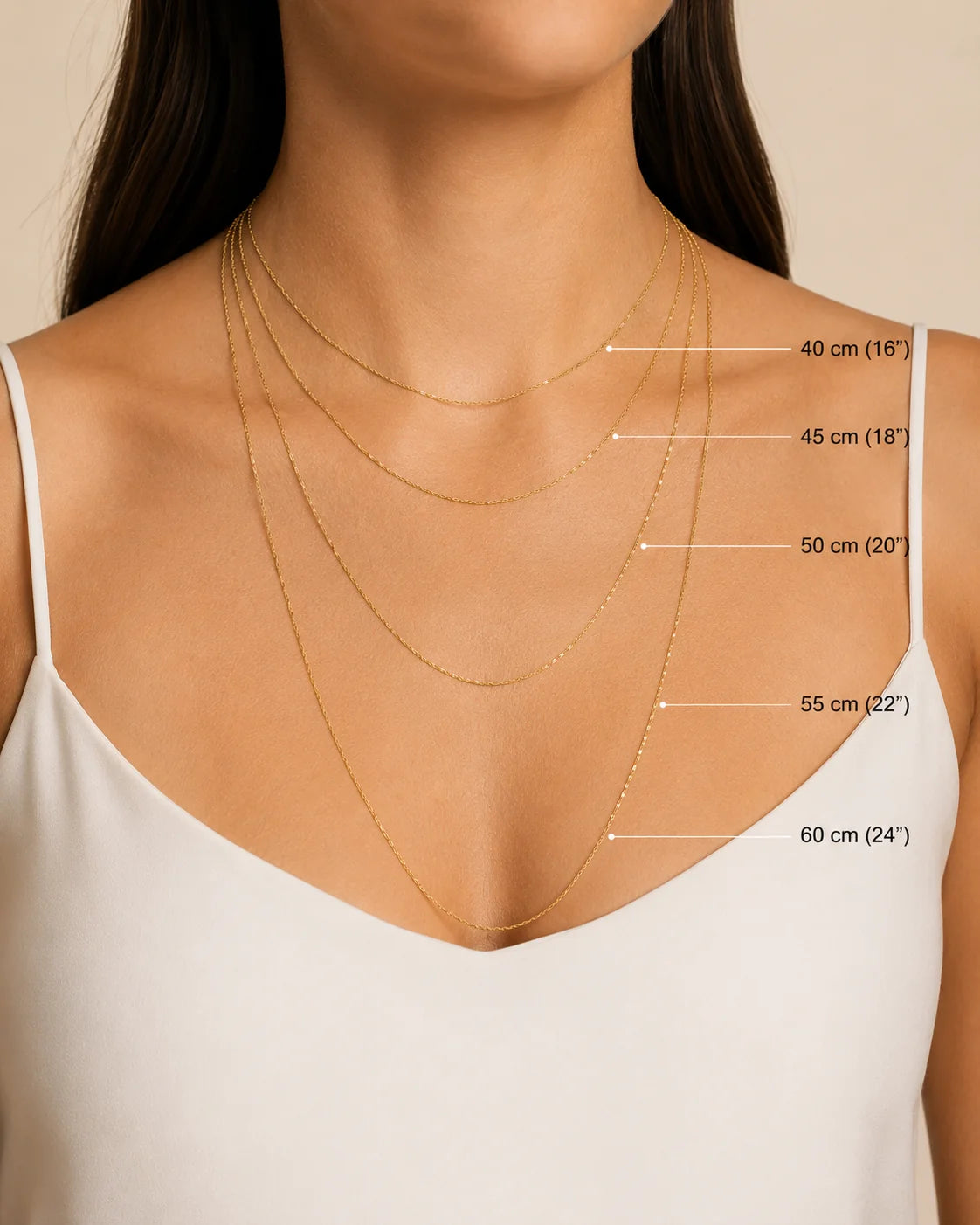 Collar de 55cm Bañada en Oro 14K